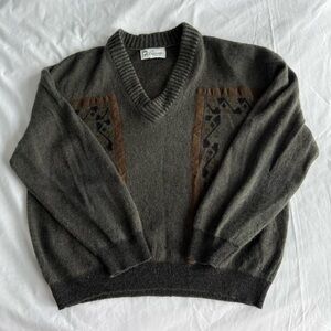 Vintage Grey Mens Mohair Wool Sweater